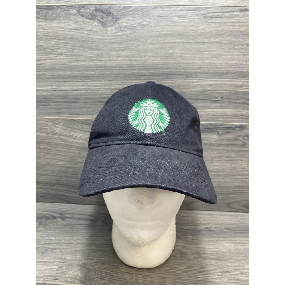 Starbucks Coffee  Mermaid Logo Cap Hat Adjustable Black Employee M4